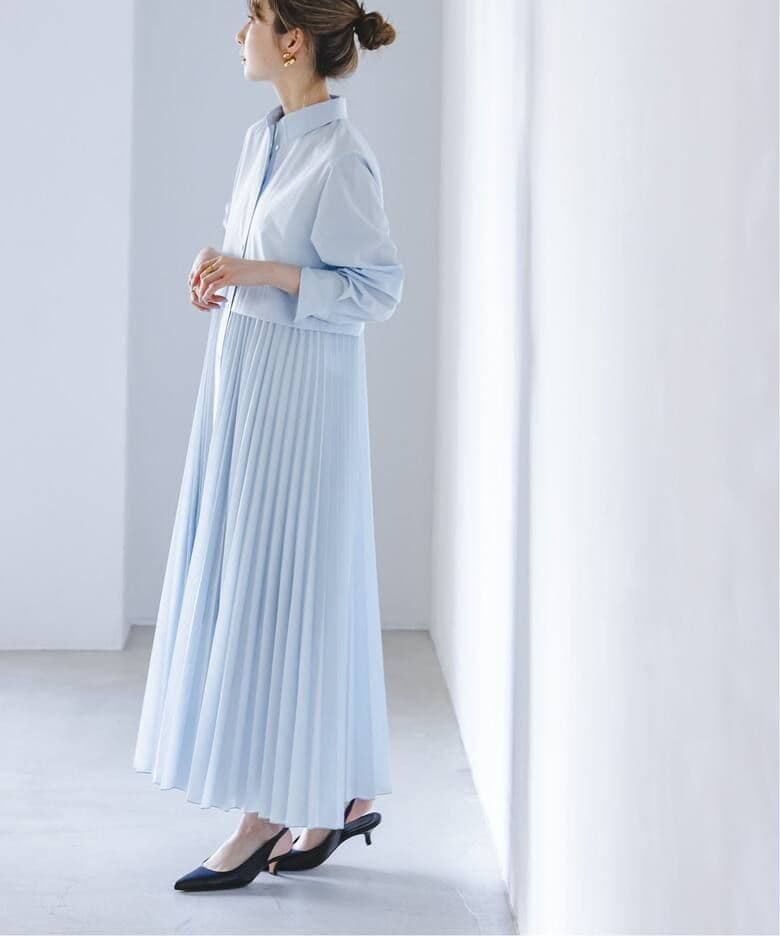 Noble　ノーブル　 プリーツシャツワンピース