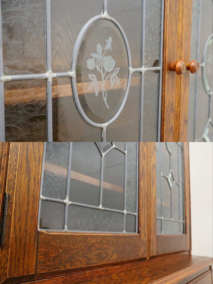 【よし！】高級！三越家具【ブルージュ】ステンドグラス食器棚・カップボード