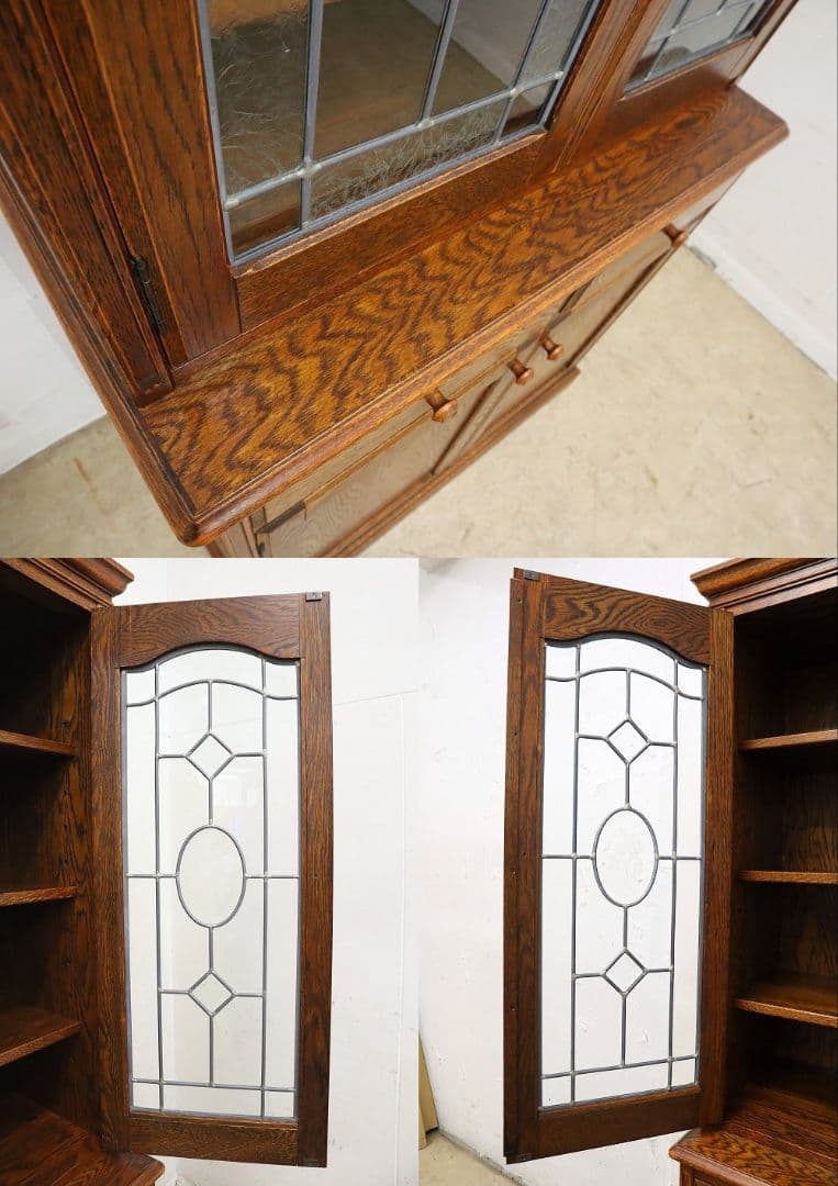 【よし！】高級！三越家具【ブルージュ】ステンドグラス食器棚・カップボード