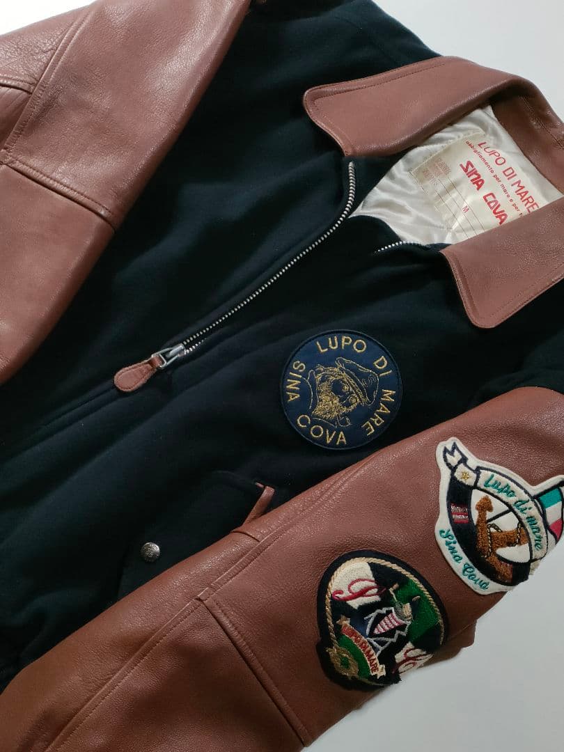 SINACOVA シナコバ ス タジャン 袖レザー ワッペンジャンパー 日本製