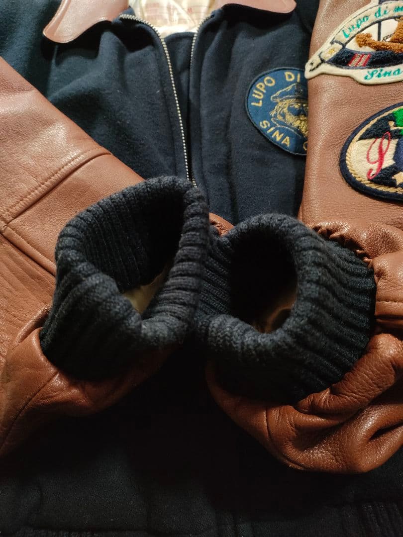 SINACOVA シナコバ ス タジャン 袖レザー ワッペンジャンパー 日本製