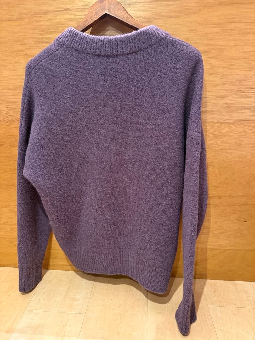 ami Paris パープル ハート刺繍 カーディガン