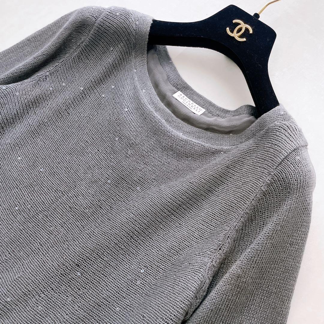 人気✨ブルネロクチネリ スパンコール レイヤードニット リネン シルク M