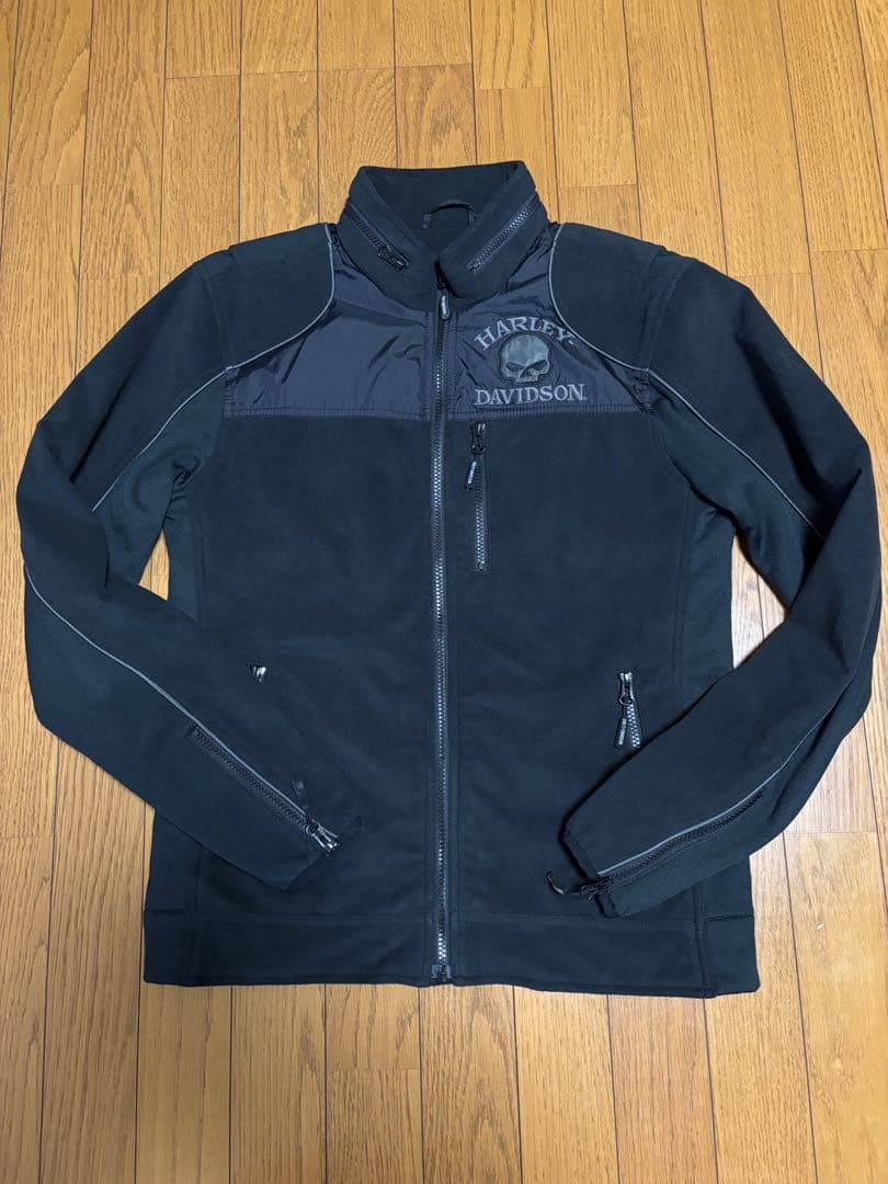 ハーレーダビットソン、スカルウインドプルーフ防風フリースジャケット、ブラック、M