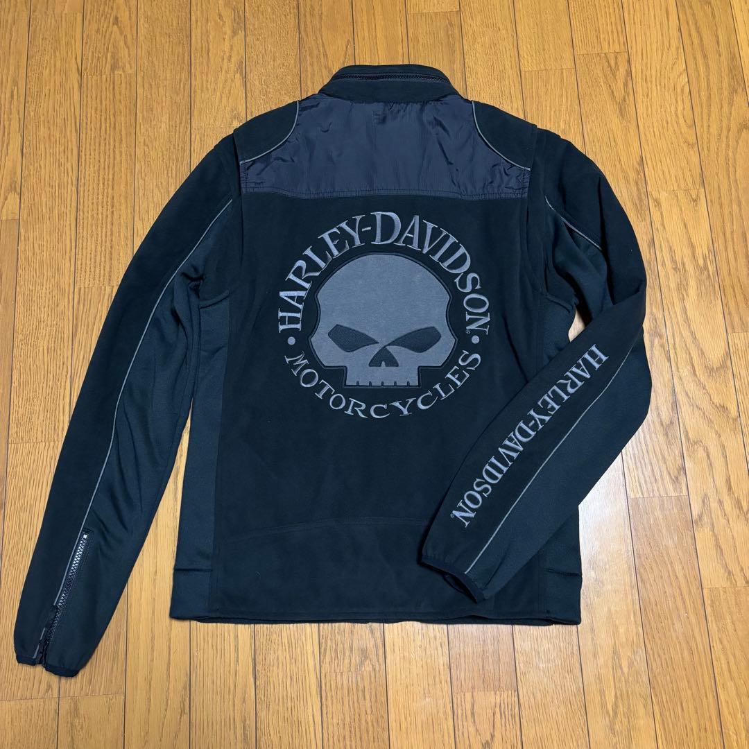 ハーレーダビットソン、スカルウインドプルーフ防風フリースジャケット、ブラック、M