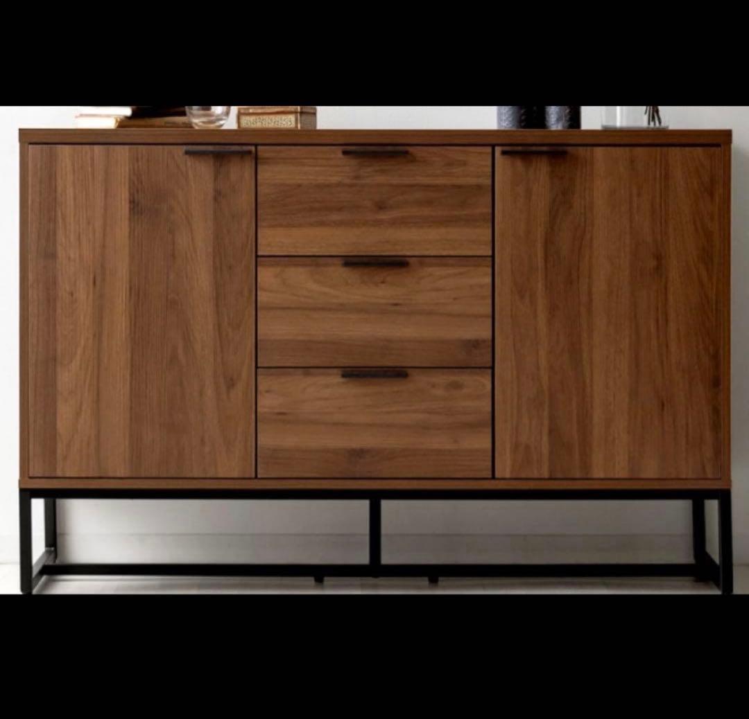 ウッド サイドボード キャビネット　幅120cm 北欧 ヴィンテージ風