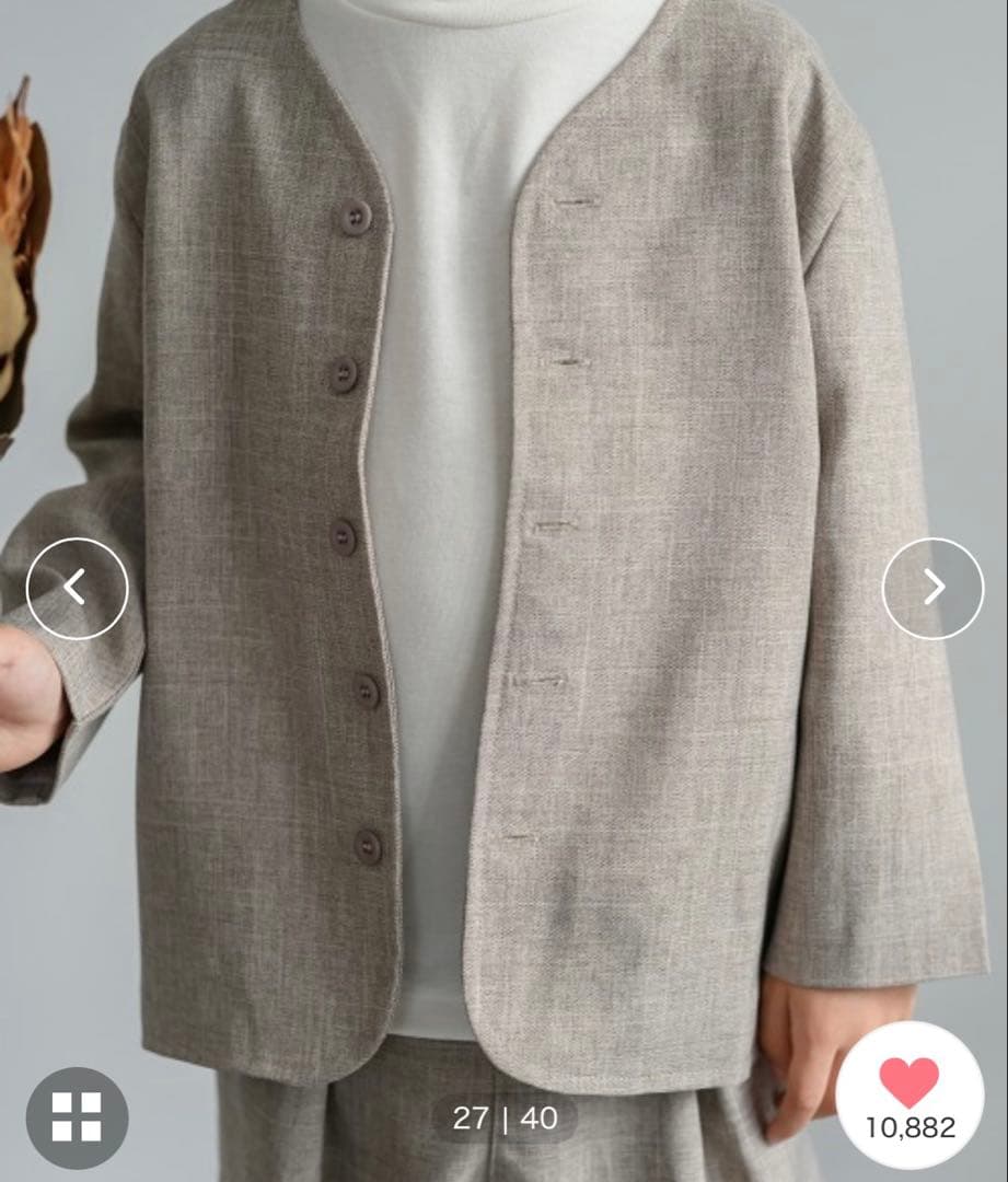 riziereシングルノーカラージャケットセットアップバンドカラーシャツセット売