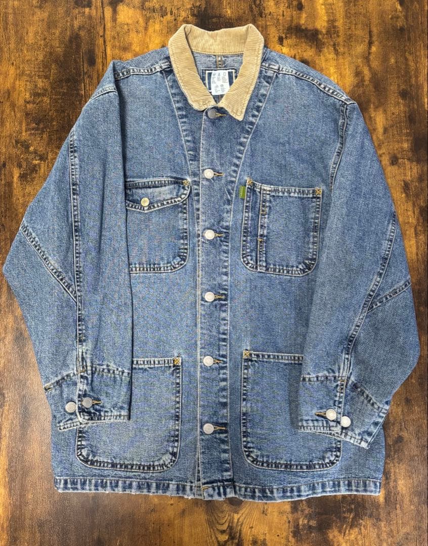 古着　ESPRIT デニムカバーオール コーデュロイ襟 L USA製