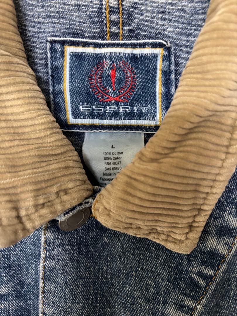 古着　ESPRIT デニムカバーオール コーデュロイ襟 L USA製