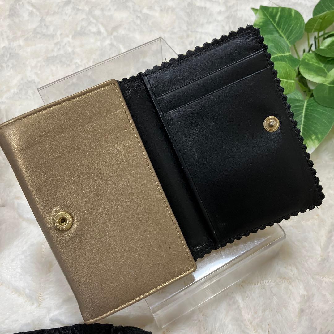 LOEWE（ロエベ）上品なゴールド×ブラック コンパクトウォレット カードケース