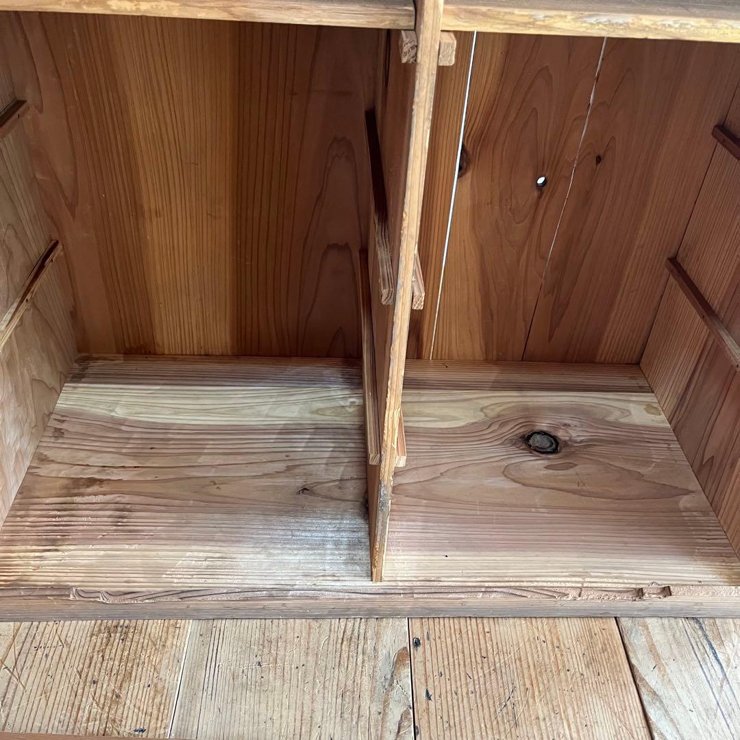 アンティーク オープンラック 格子棚 食器棚 カウンター 無垢材 無塗装