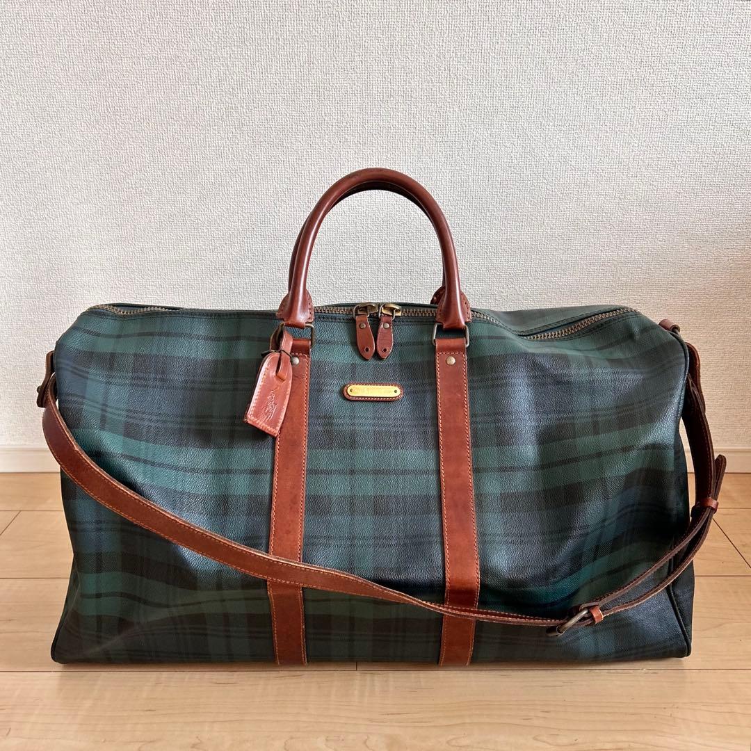 ポロラルフローレン ボストンバッグ 2way グリーンチェック　PVC 大容量