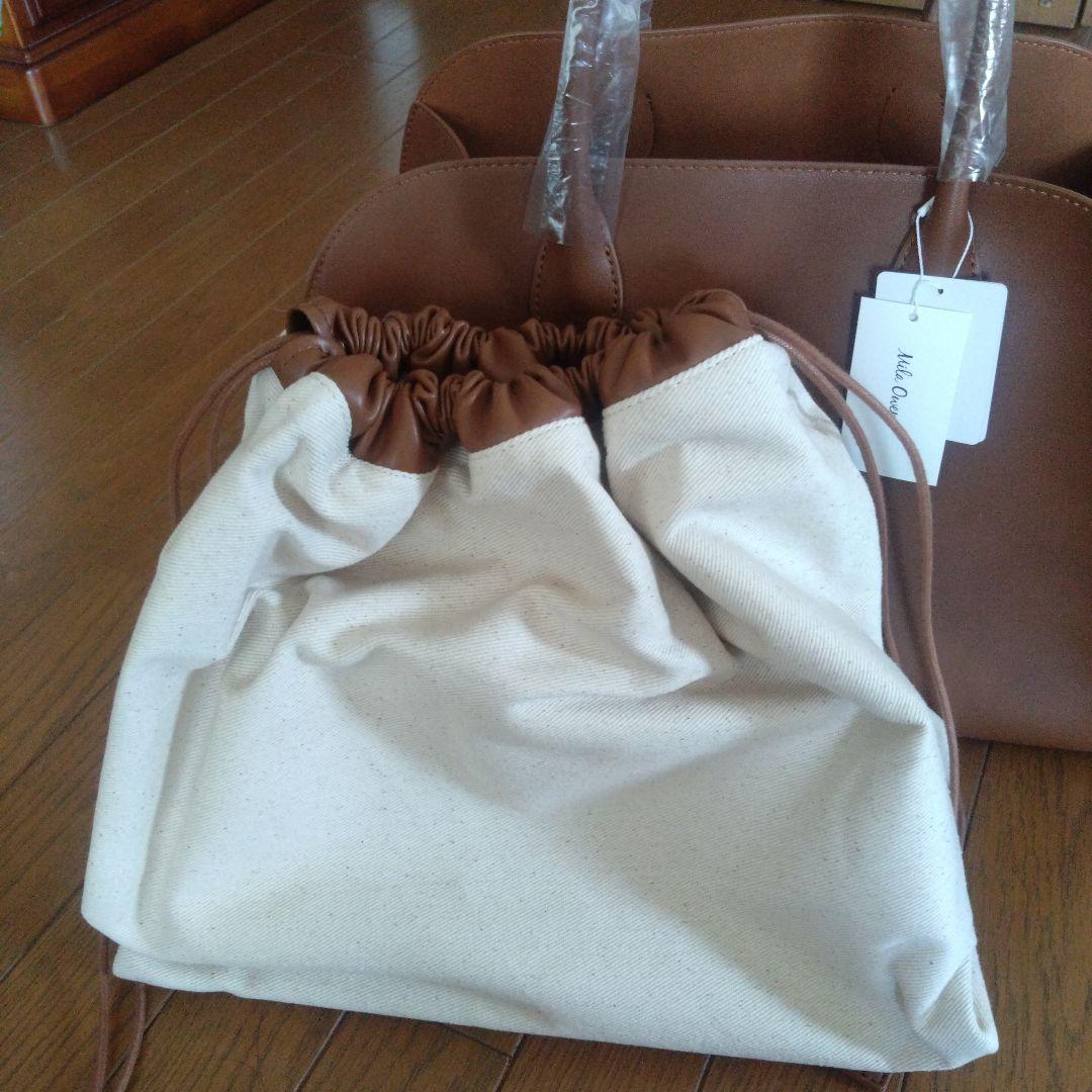 ミラオーウェンブラウン トートバッグ キャンバス内装