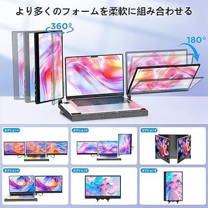 デュアルディスプレ トリプルモバイルモニター ポータブルモニター 14インチ