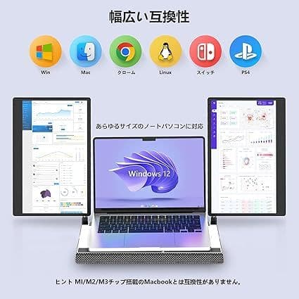 デュアルディスプレ トリプルモバイルモニター ポータブルモニター 14インチ