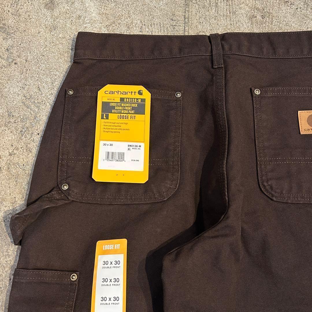 新品 カーハート B136 ウォッシュド ダック ダブルニー パンツ茶 W30