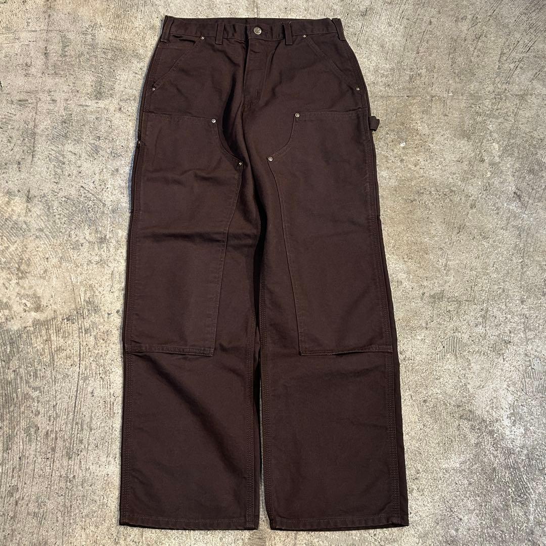新品 カーハート B136 ウォッシュド ダック ダブルニー パンツ茶 W30