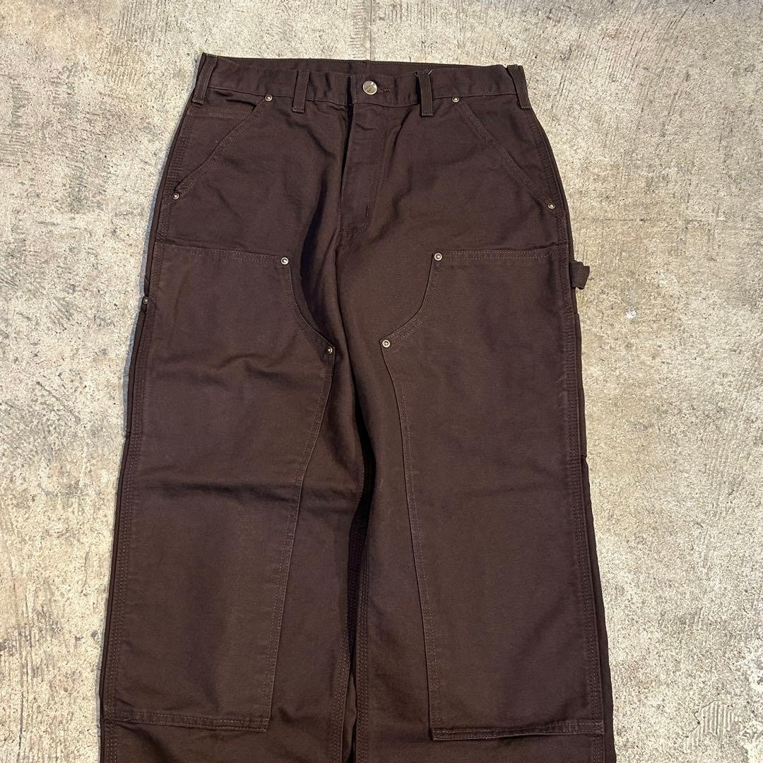 新品 カーハート B136 ウォッシュド ダック ダブルニー パンツ茶 W30