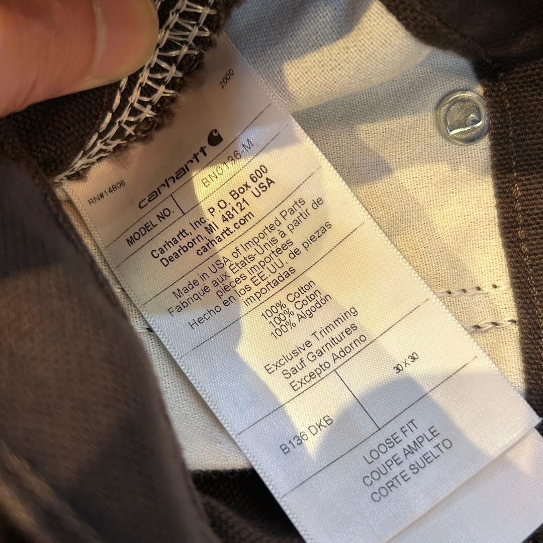 新品 カーハート B136 ウォッシュド ダック ダブルニー パンツ茶 W30