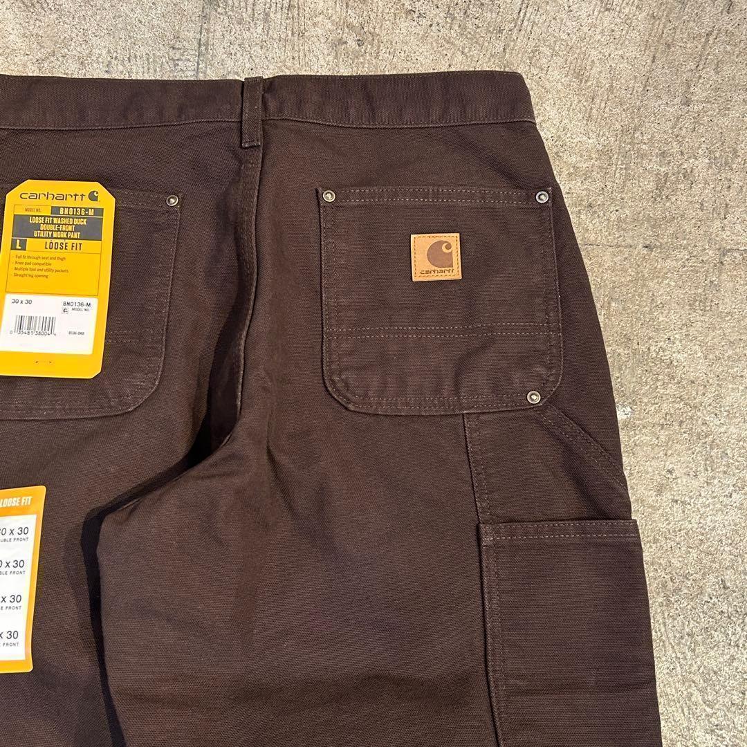 新品 カーハート B136 ウォッシュド ダック ダブルニー パンツ茶 W30
