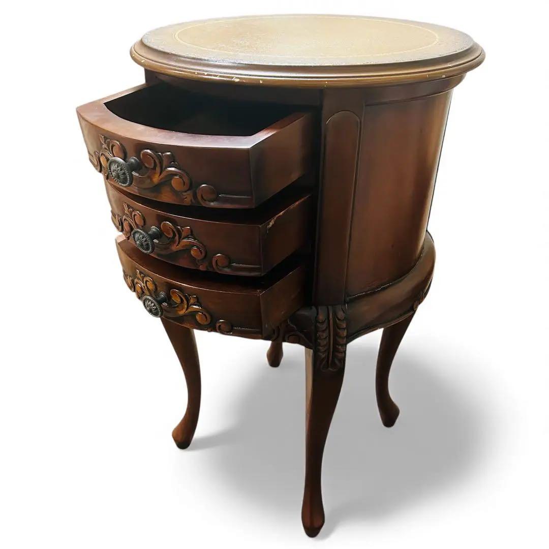 クロシオ コモ ラウンドチェスト3D ブラウン アンティーク風 サイドテーブル