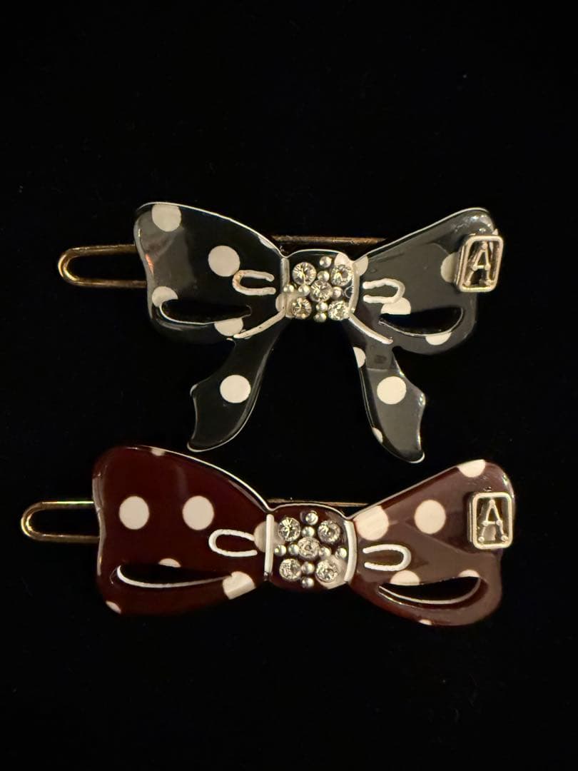 ALEXANDRE DE PARIS ボールピンクリップ3点セットリボンドット