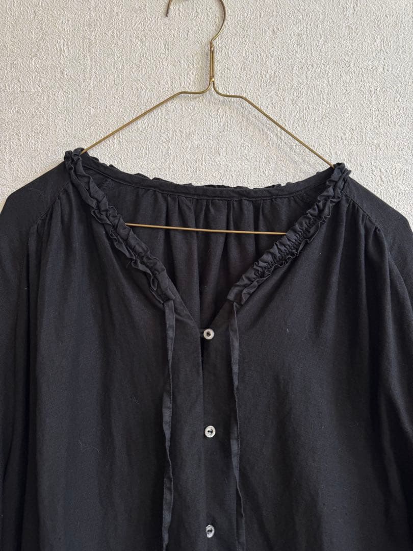 2024美品nest Robe リネンラミーフリルネックチュニック