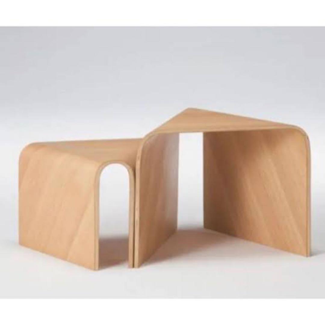 無印良品　重なるテーブルベンチ　成型合板　オーク材　廃盤　入手困難