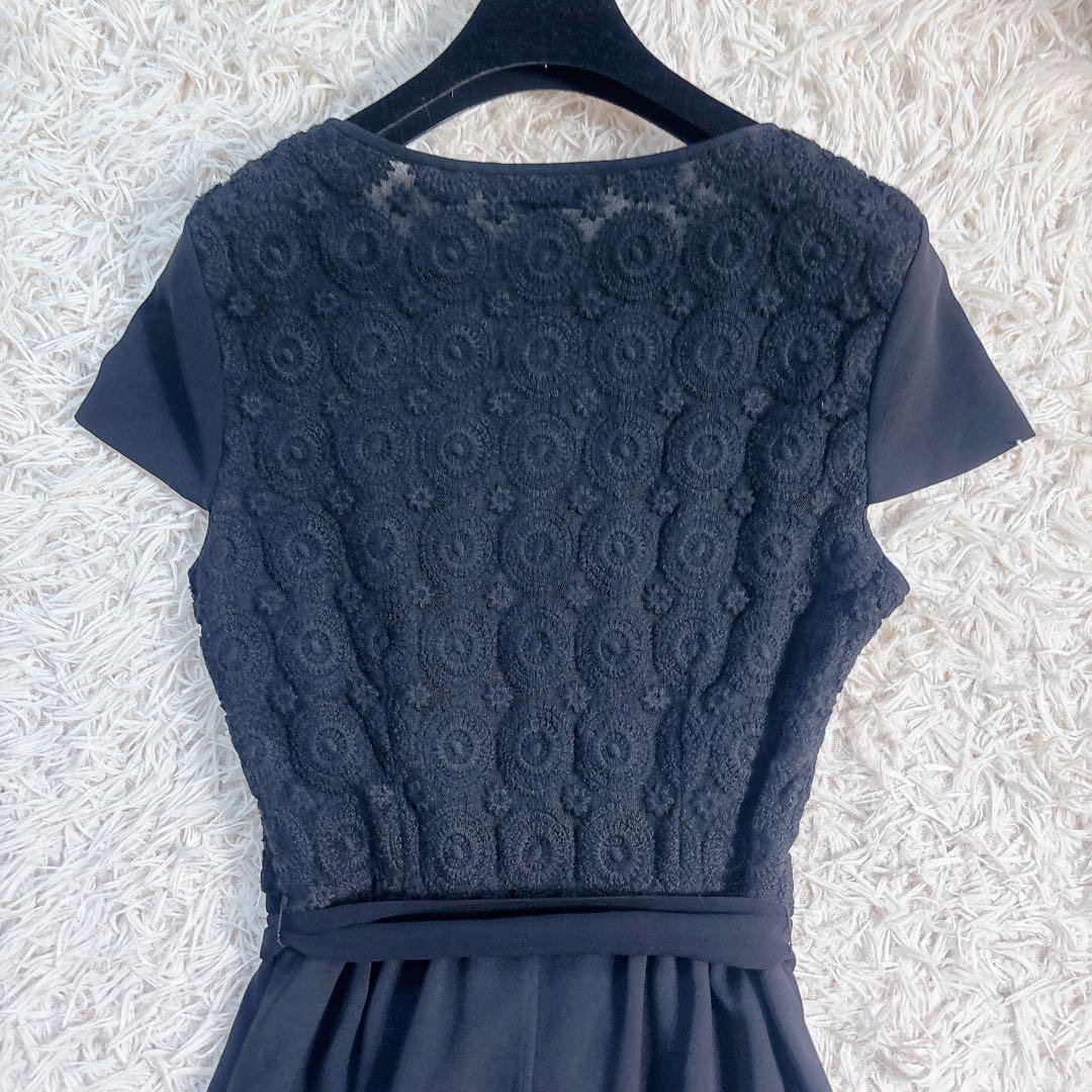 未使用級✨マックスマーラ 半袖 レースドッキングワンピース リボン 黒