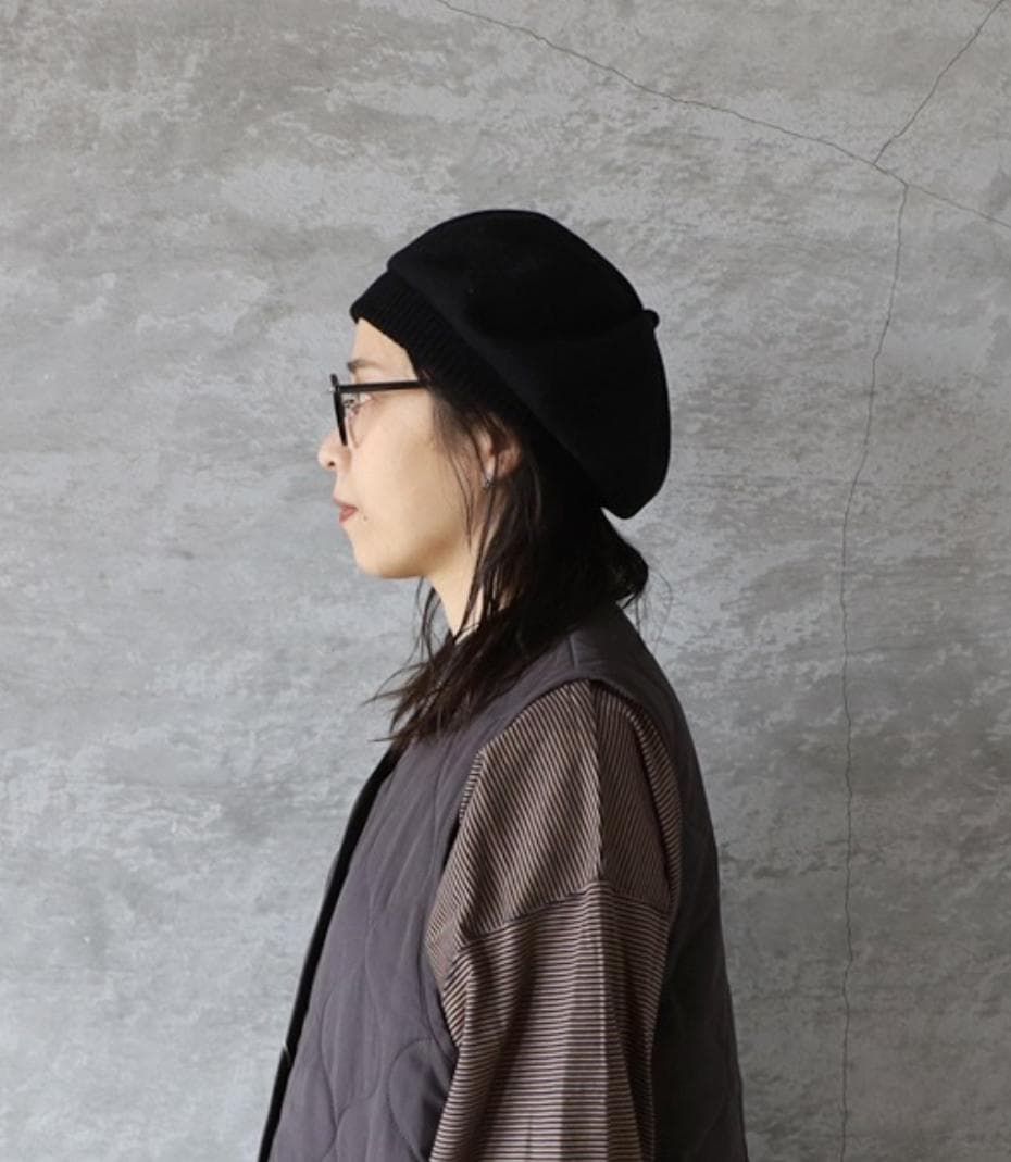 美品 mature ha. トップギャザービッグウールベレー帽