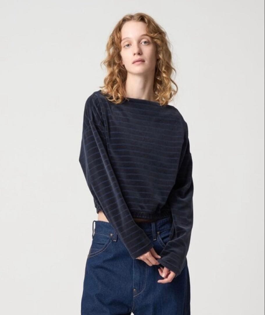 【売約済】＜6(ROKU)＞ベロア ボーダー トップス