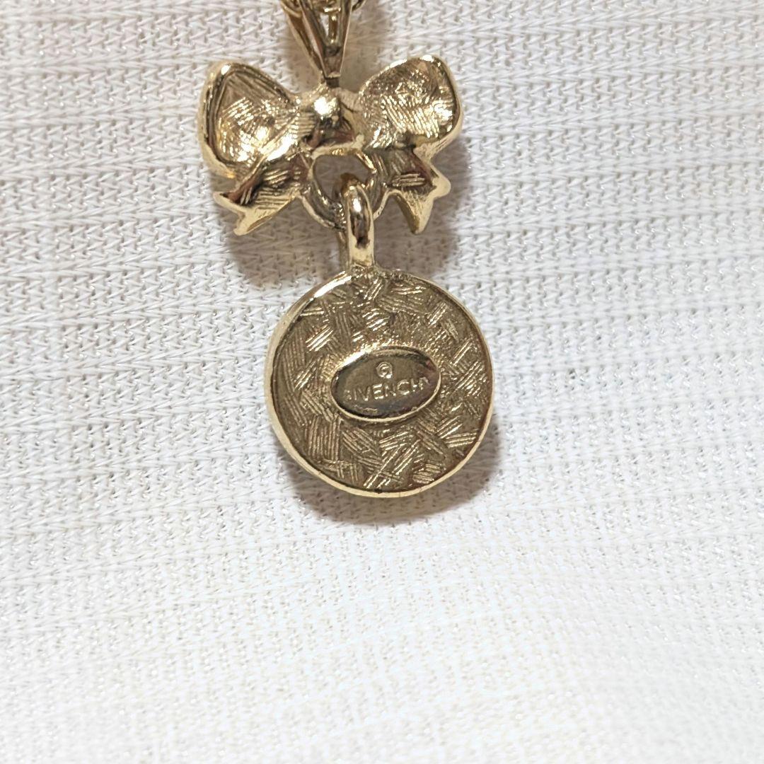 【GIVENCHY】90s~リボン付き・シグネチャーロゴネックレス　ゴールド