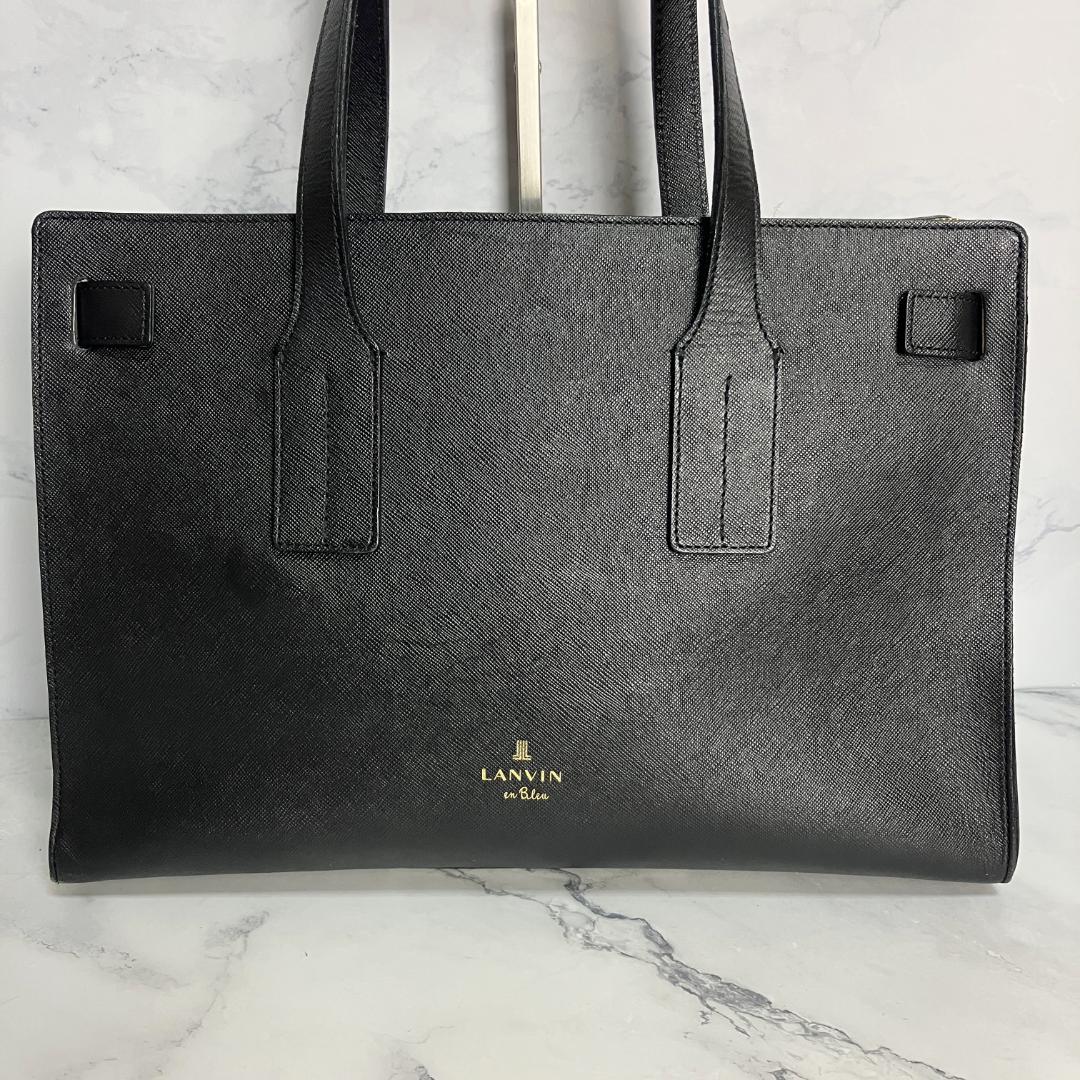 B290【極美品】LANVIN en Bleu★ビジネストートバッグ ブラック