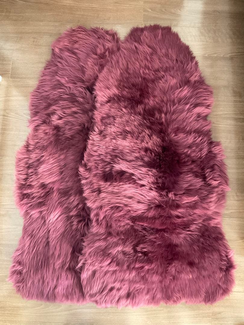 ムートンラグ 2個セット高級 厚手 リアルファー　60x117cm 未使用に近い