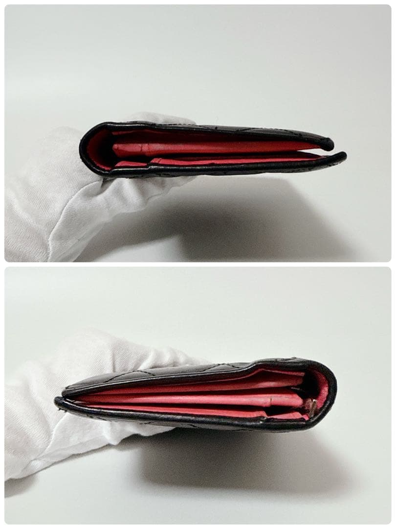 【人気商品】シャネル カンボンライン ココマーク 黒×ピンク 2つ折 長財布