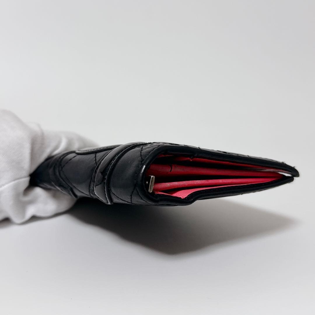 【人気商品】シャネル カンボンライン ココマーク 黒×ピンク 2つ折 長財布