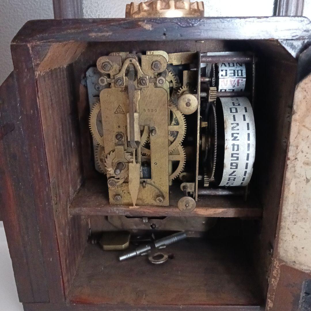 アンティーク木製置き時計