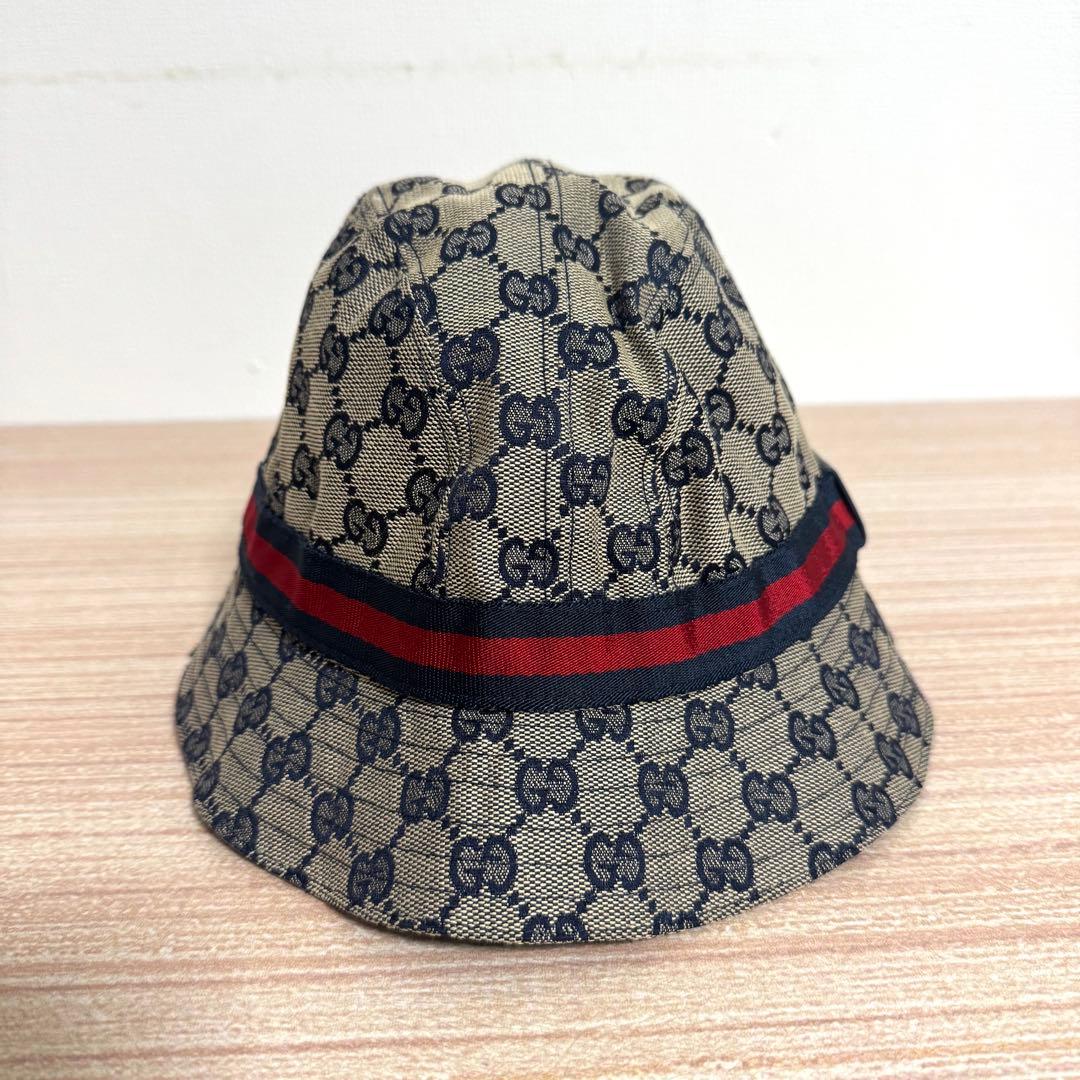 美品 GUCCI バケットハット GGキャンバス シェリーライン Lサイズ