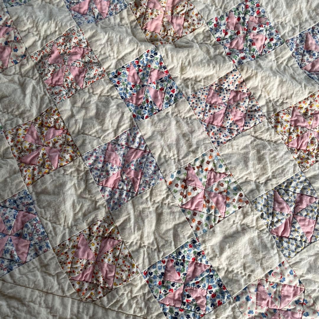 アンティークキルト ピンウィール 風車 ドールキルト ミニキルト