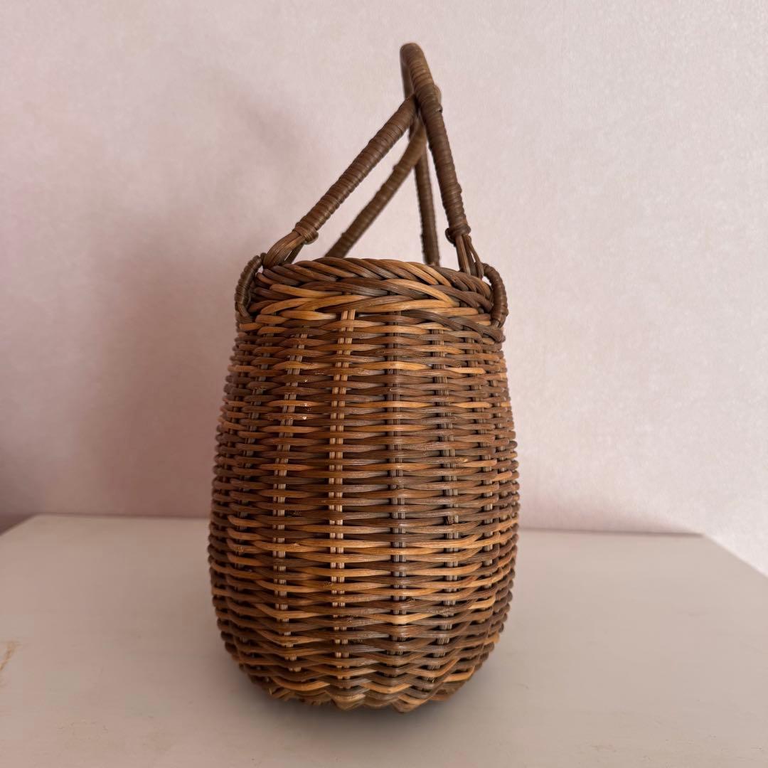 【アケビ製】丸型かごバッグ ブラウン