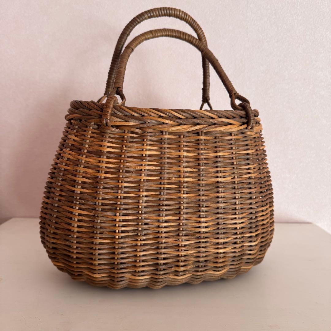 【アケビ製】丸型かごバッグ ブラウン