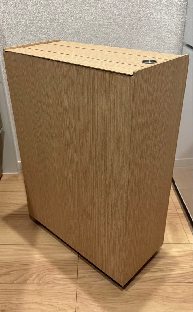 木製スリムデザインごみ箱 キャスター付き