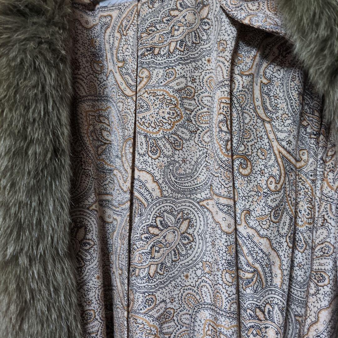 オリーブグリーン ケープコート ファー付き