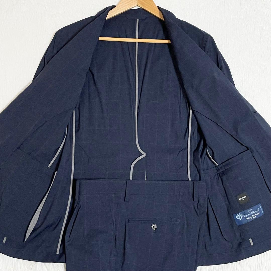 【極美品】エディフィス　ロロピアーナ　セットアップ　スーツ　ネイビー　撥水加工