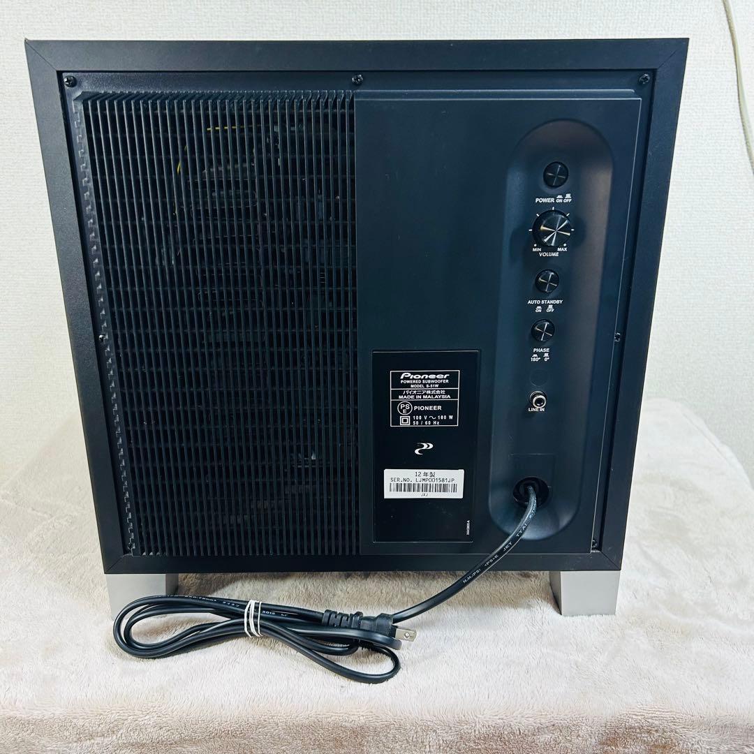 Pioneer S-51W パワードサブウーファー ブラック RCAケーブル付き