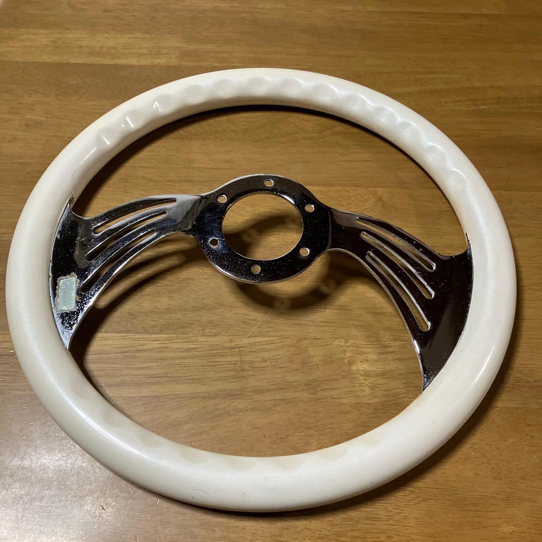 ホワイト ステアリングホイール 6穴