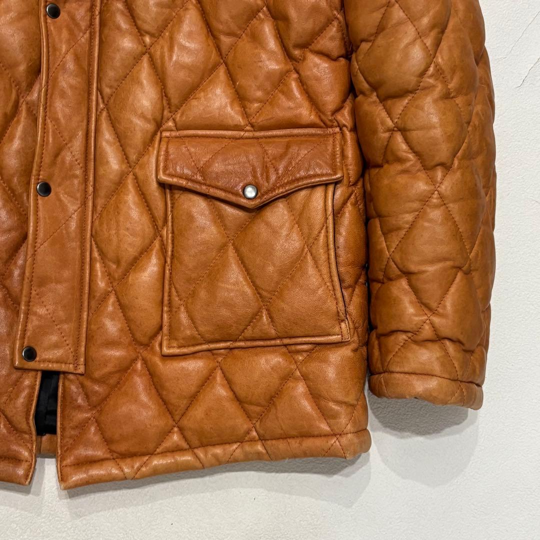 SCHAFFEN 羊革 レザー キルティング ダイヤ ジャケット リアルファー