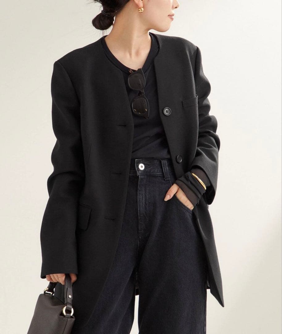 Plage riam シェイプノーカラージャケット　36