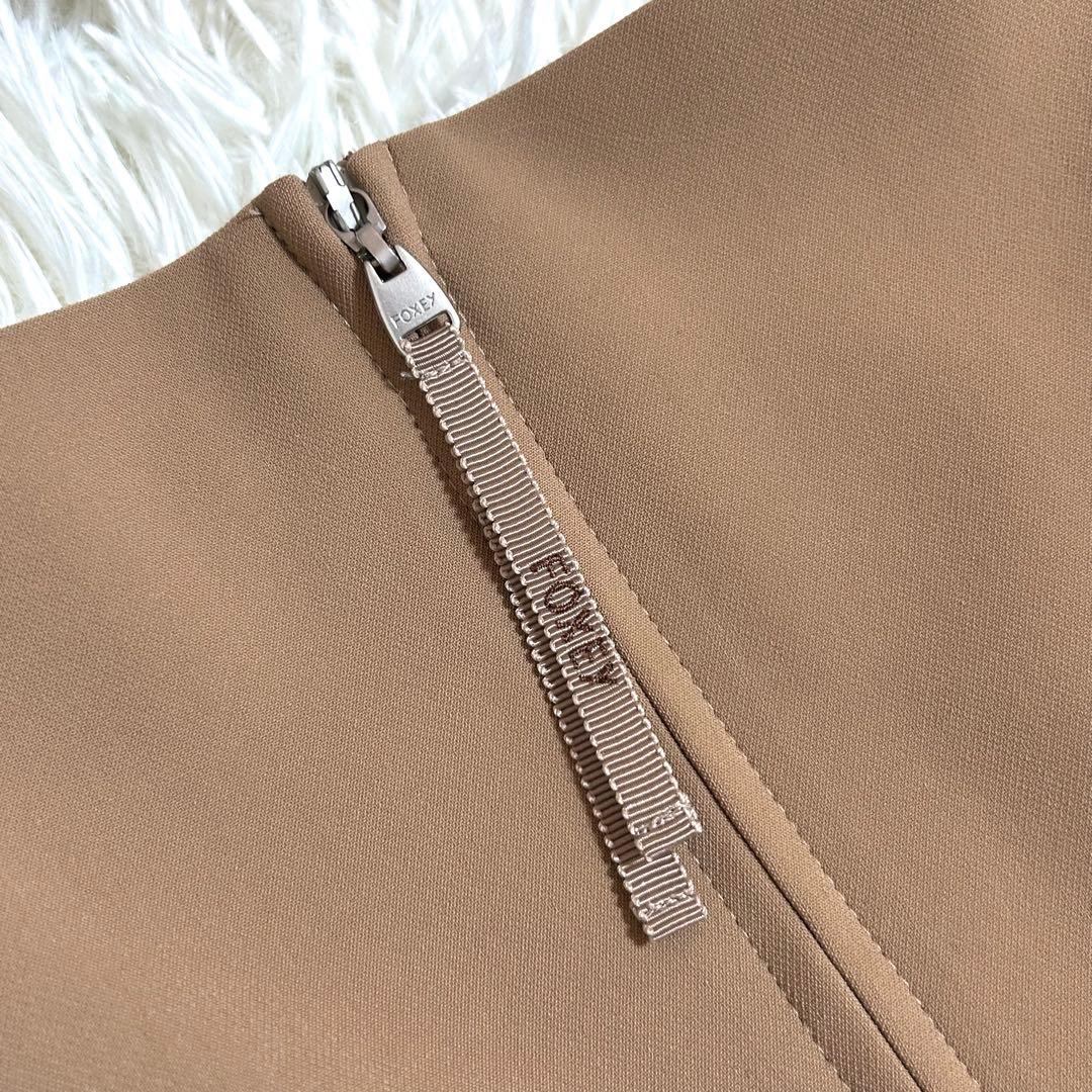 極美品✨フォクシー ロゴファスナー スリムタック フレア ワンピース 40