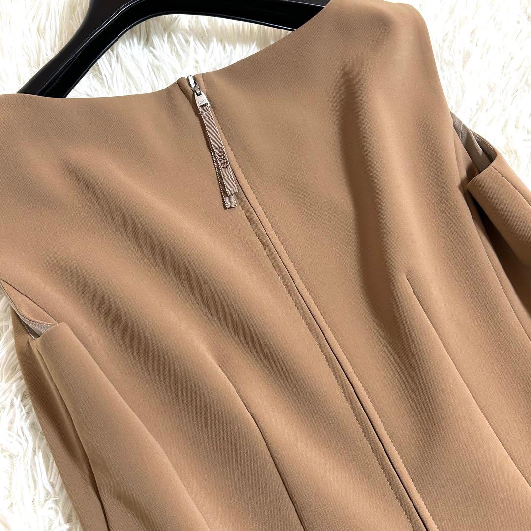 極美品✨フォクシー ロゴファスナー スリムタック フレア ワンピース 40